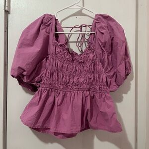 Bohme Mauve Puff Sleeve Blouse